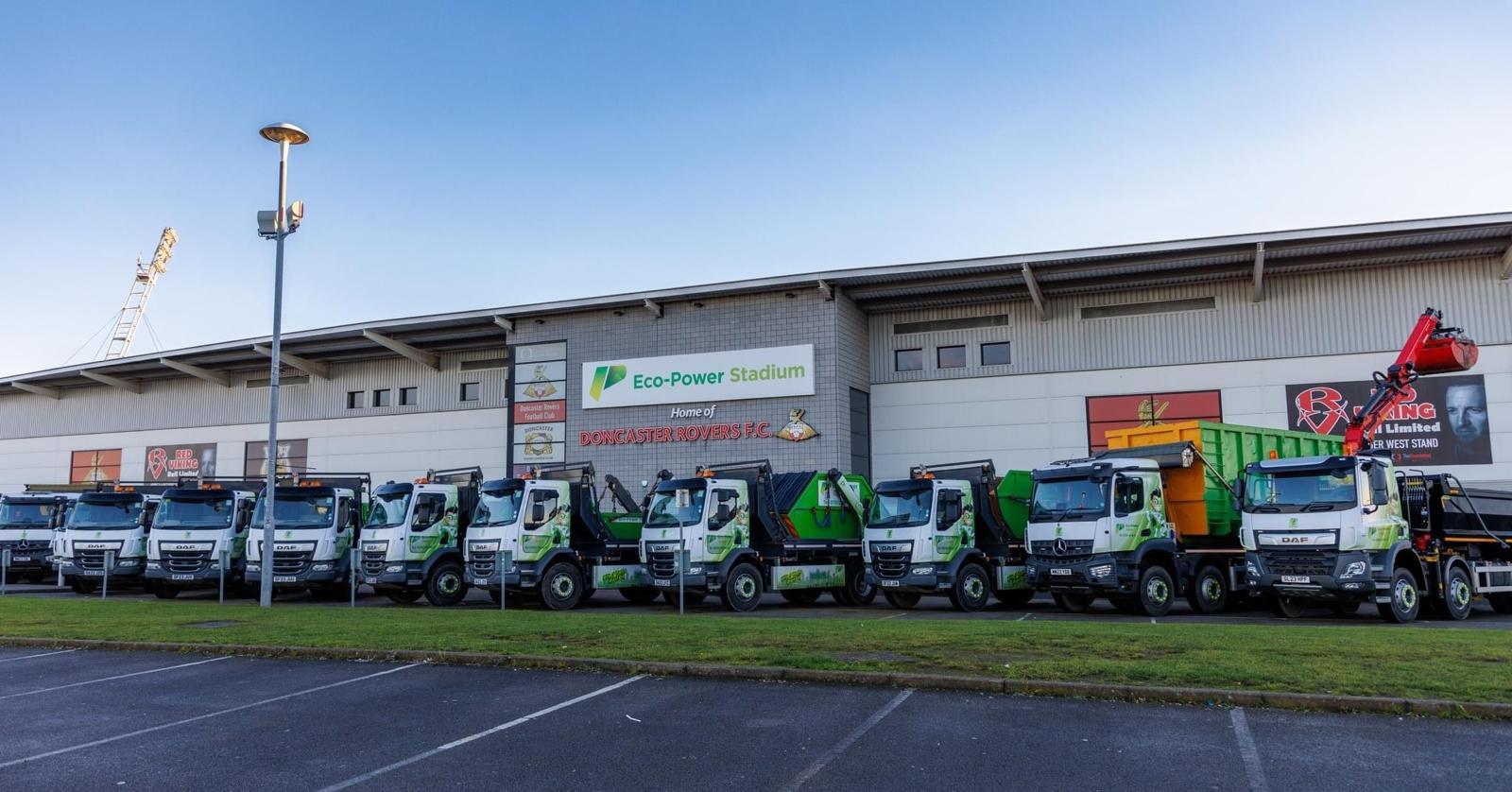 Commercial fleet vehicles on the road